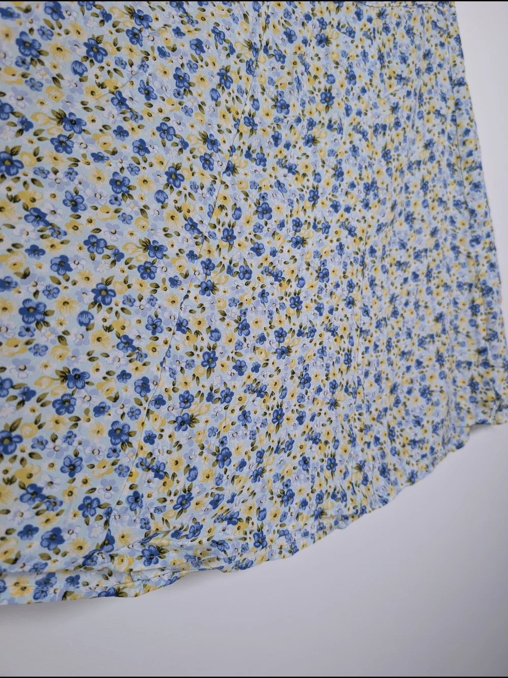 Vintage Clio Blue Floral Rayon Mini Skirt Cottagecore Ditsy Print M Feminine 90s